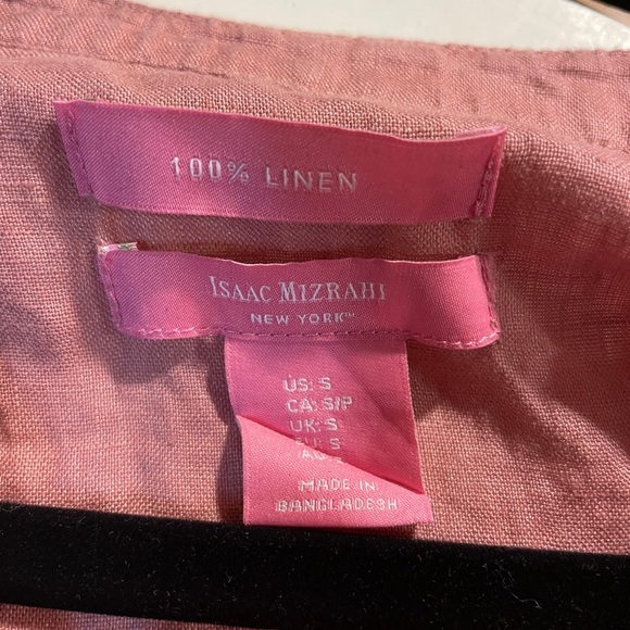Isaac Mizrahi shirt button down long sleeve linen pink womens small - Picture 4 of 4